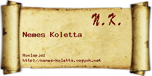 Nemes Koletta névjegykártya
